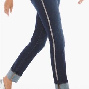 Chico's Dark Blue Cropped Jeans with Silver Detail